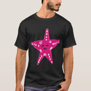 Niedlicher handgezeichneter Sternfisch lächelnder T-Shirt