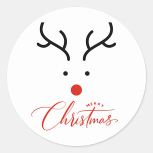 Niedlicher handgezeichneter Weihnachtsrinder Runder Aufkleber