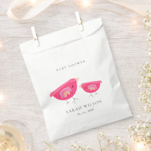 Niedlicher Handgezogener Regenbogen Pink Birdy Bab Geschenktütchen