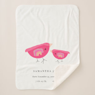 Niedlicher Handgezogener Regenbogen Pink Birdy Bab Sherpadecke
