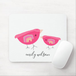 Niedlicher Handgezogener Regenbogen Pink Birdy Mot Mousepad