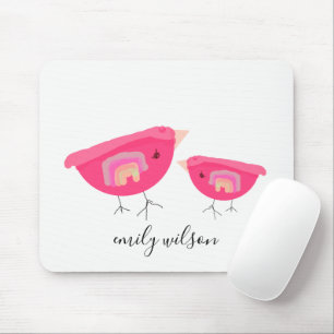 Niedlicher Handgezogener Regenbogen Pink Birdy Mot Mousepad