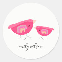 Niedlicher Handgezogener Regenbogen Pink Birdy Mot