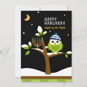 Niedlicher Hanukkah-Schneebaum und Menorah Feiertagskarte