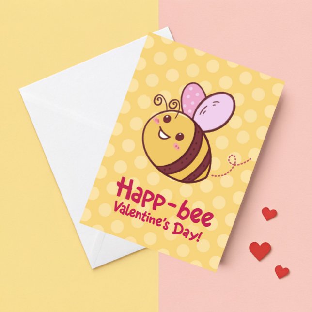 Niedlicher Happ-Bee Kids Valentinstag Feiertagskarte (Von Creator hochgeladen)
