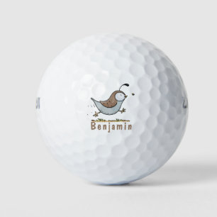 Niedlicher Happy Californian Wachteln Cartoon Illu Golfball