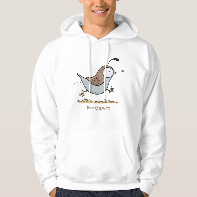 Niedlicher Happy Californian Wachteln Cartoon Illu Hoodie (Vorderseite)