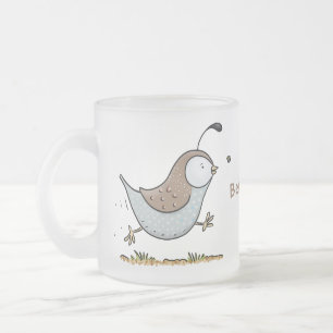 Niedlicher Happy Californian Wachteln Cartoon Illu Mattglastasse