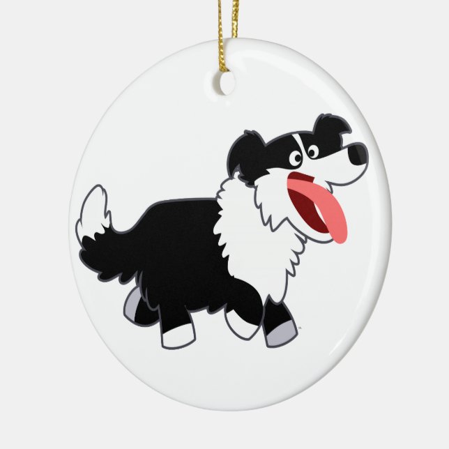 Niedlicher Happy Cartoon Border Collie Ornament (Links)