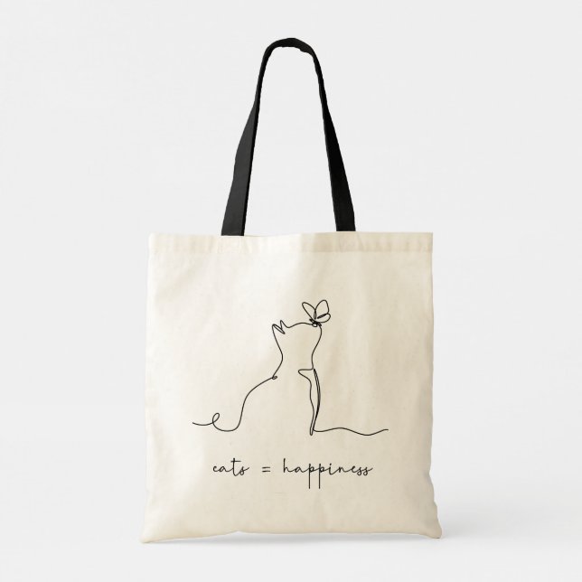 Niedlicher Happy Cat Tobag | Cat-grafische Tasche  (Rückseite)