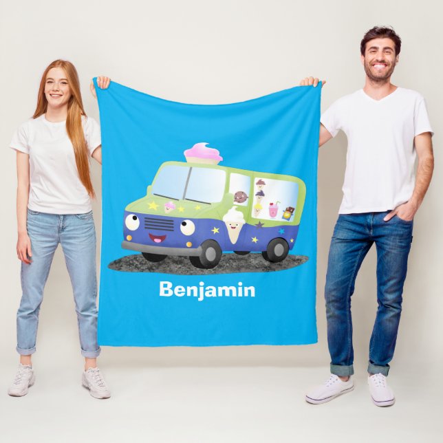 Niedlicher Happy Eis LKW Cartoon Fleecedecke (Beispiel)
