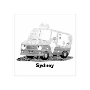 Niedlicher Happy Eis LKW Cartoon Gummistempel