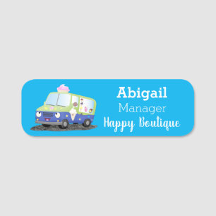 Niedlicher Happy Eis LKW Cartoon Namensschild
