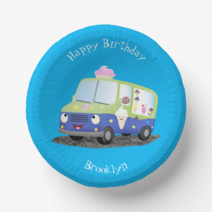 Niedlicher Happy Eis LKW Cartoon Pappteller