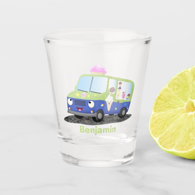 Niedlicher Happy Eis LKW Cartoon Schnapsglas (Vorderseite)