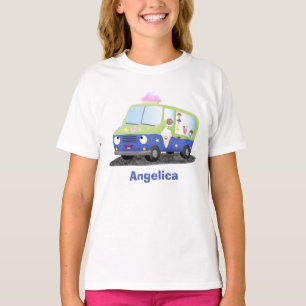 Niedlicher Happy Eis LKW Cartoon T-Shirt
