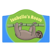 Niedlicher Happy Faultier auf grünem Bambus-Cartoo