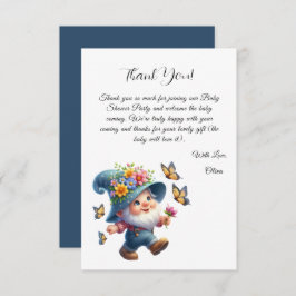 Niedlicher Happy Gnome mit Butterfly Baby Dusche Dankeskarte