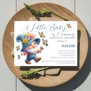Niedlicher Happy Gnome mit Butterfly Baby Dusche Einladung