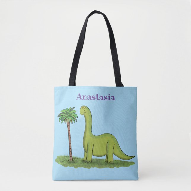 Niedlicher Happy Green Brontosaurus Dinosaurier Ca (Vorderseite)