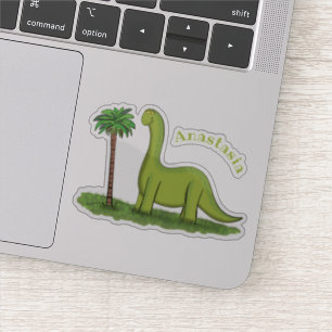 Niedlicher Happy Green Brontosaurus Dinosaurier Ca Aufkleber