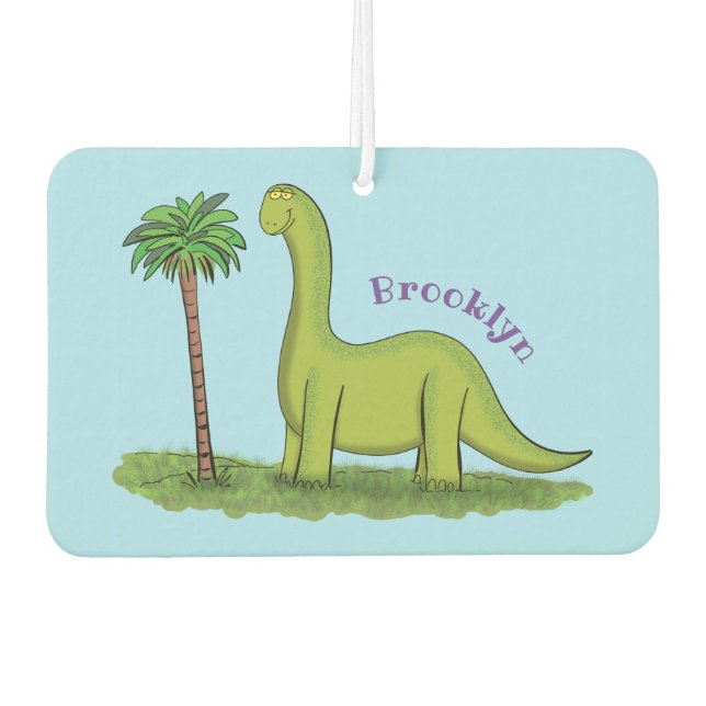 Niedlicher Happy Green Brontosaurus Dinosaurier Ca Autolufterfrischer (Vorderseite)