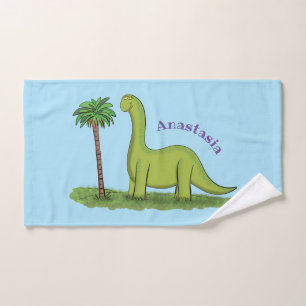 Niedlicher Happy Green Brontosaurus Dinosaurier Ca Badhandtuch Set