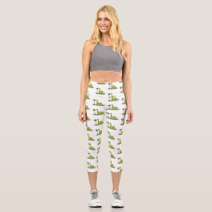 Niedlicher Happy Green Brontosaurus Dinosaurier Ca Capri Leggings