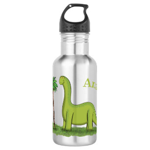 Niedlicher Happy Green Brontosaurus Dinosaurier Ca Edelstahlflasche
