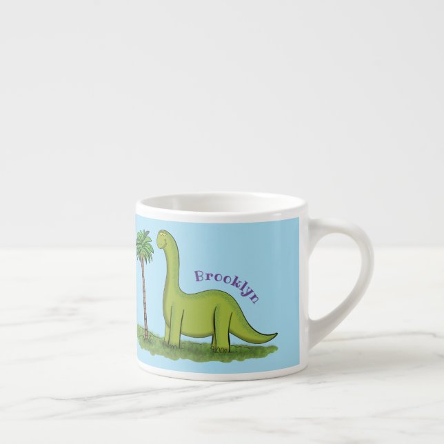 Niedlicher Happy Green Brontosaurus Dinosaurier Ca Espressotasse (Rechts)