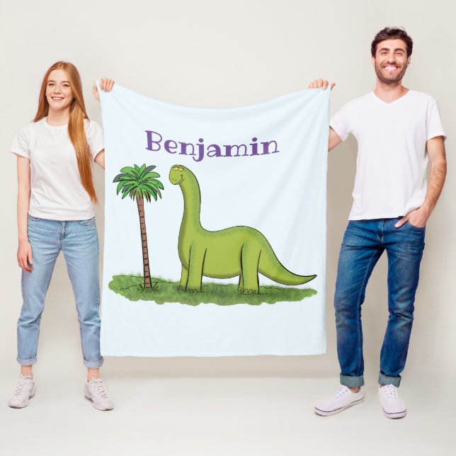 Niedlicher Happy Green Brontosaurus Dinosaurier Ca Fleecedecke (Beispiel)