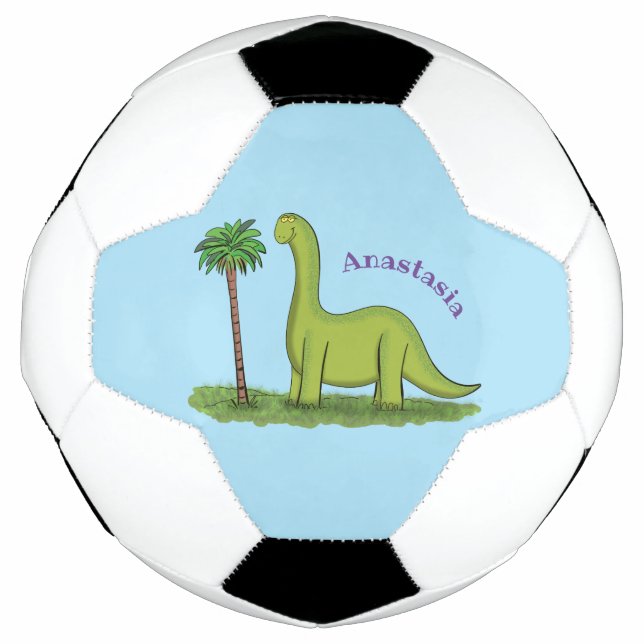 Niedlicher Happy Green Brontosaurus Dinosaurier Ca Fußball (Vorderseite)