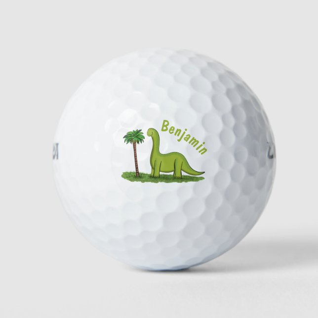 Niedlicher Happy Green Brontosaurus Dinosaurier Ca Golfball (Vorderseite)