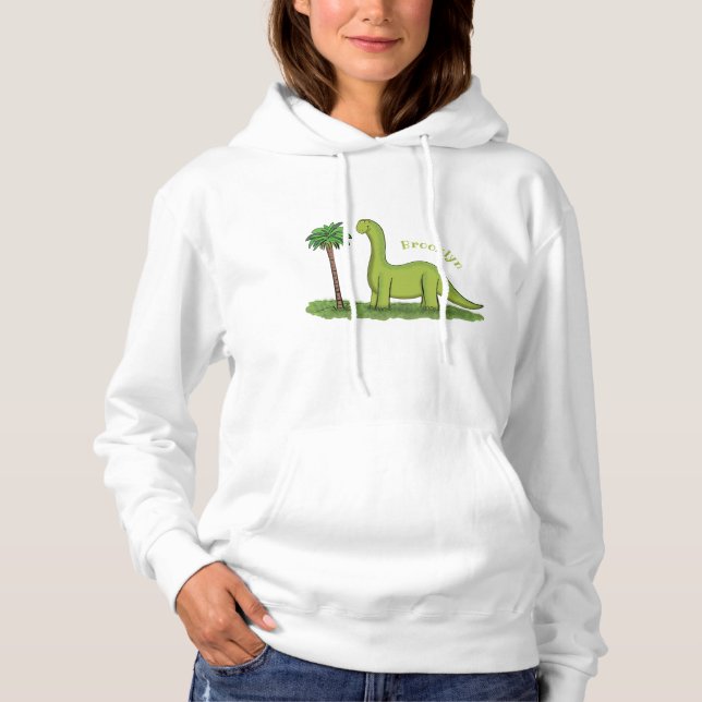 Niedlicher Happy Green Brontosaurus Dinosaurier Ca Hoodie (Vorderseite)