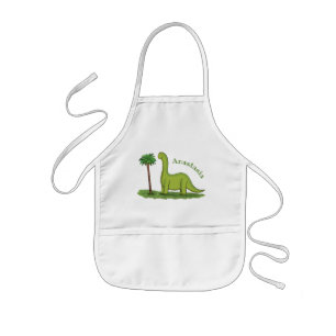 Niedlicher Happy Green Brontosaurus Dinosaurier Ca Kinderschürze