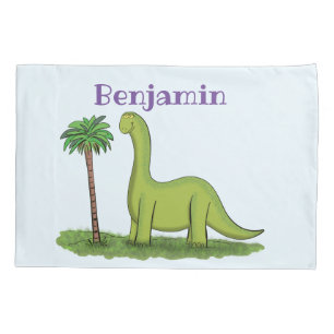 Niedlicher Happy Green Brontosaurus Dinosaurier Ca Kissenbezug