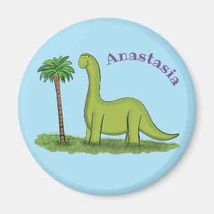 Niedlicher Happy Green Brontosaurus Dinosaurier Ca Magnet
