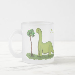 Niedlicher Happy Green Brontosaurus Dinosaurier Ca Mattglastasse