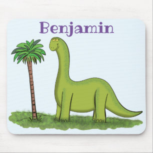 Niedlicher Happy Green Brontosaurus Dinosaurier Ca Mousepad
