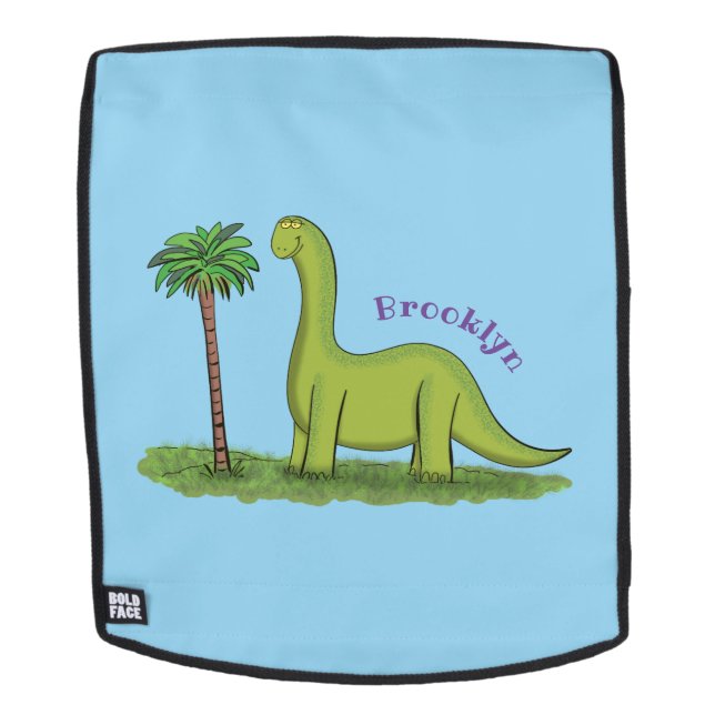 Niedlicher Happy Green Brontosaurus Dinosaurier Ca Rucksack (Abnehmbare Front)