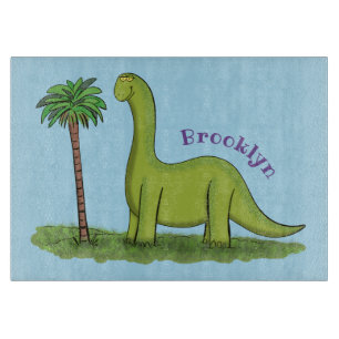 Niedlicher Happy Green Brontosaurus Dinosaurier Ca Schneidebrett