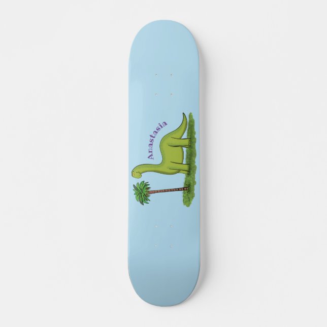 Niedlicher Happy Green Brontosaurus Dinosaurier Ca Skateboard (Vorne)