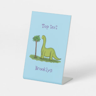 Niedlicher Happy Green Brontosaurus Dinosaurier Ca Sockelschild