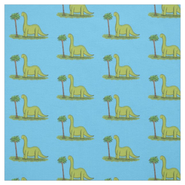 Niedlicher Happy Green Brontosaurus Dinosaurier Ca Stoff (Muster)
