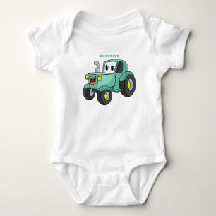 Niedlicher Happy Green Traktor Cartoon Baby Strampler