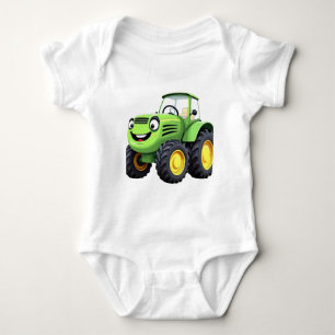 Niedlicher Happy Green Traktor Cartoon Baby Strampler