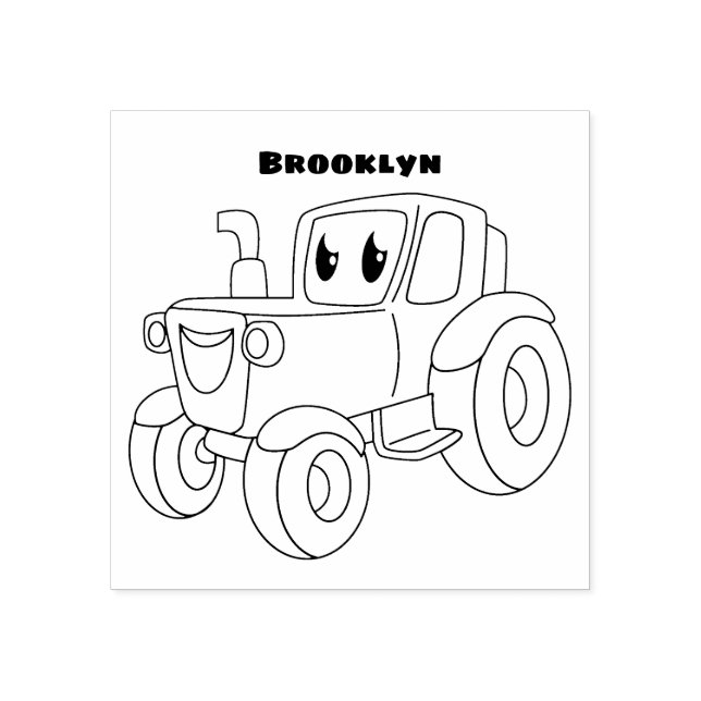 Niedlicher Happy Green Traktor Cartoon Gummistempel (Prägung)