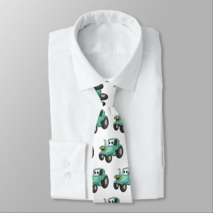 Niedlicher Happy Green Traktor Cartoon Krawatte