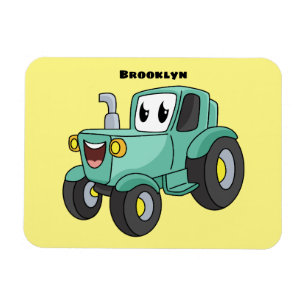 Niedlicher Happy Green Traktor Cartoon Magnet