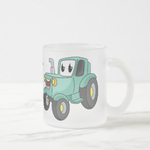 Niedlicher Happy Green Traktor Cartoon Mattglastasse